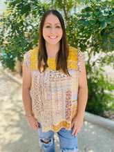 Load image into Gallery viewer, Marigold Embroidered Floral Fall Top
