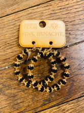 Load image into Gallery viewer, Black &amp; Gold Beaded Hoops
