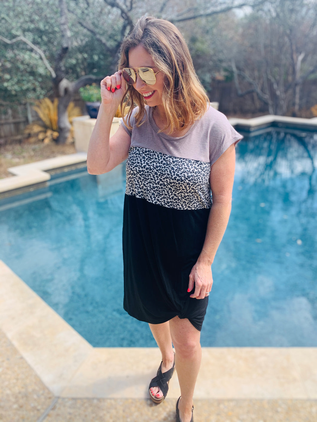 Leopard ColorBlock Dress
