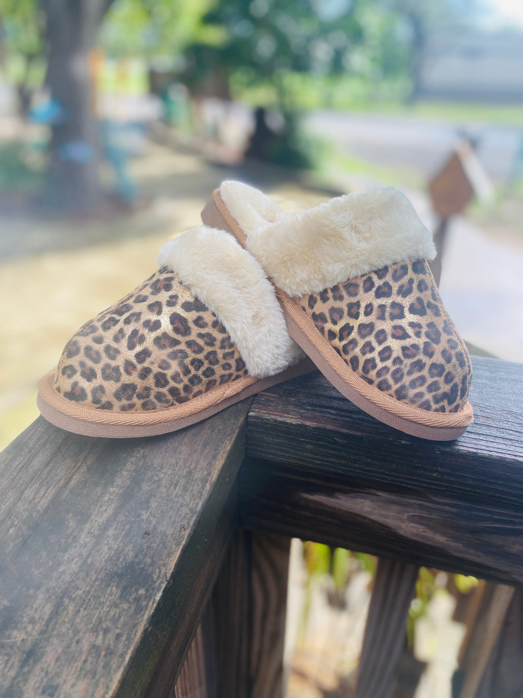 Gold Leopard Slippers