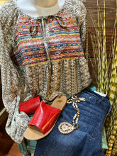 Load image into Gallery viewer, Olive Embroidered Aztec Top
