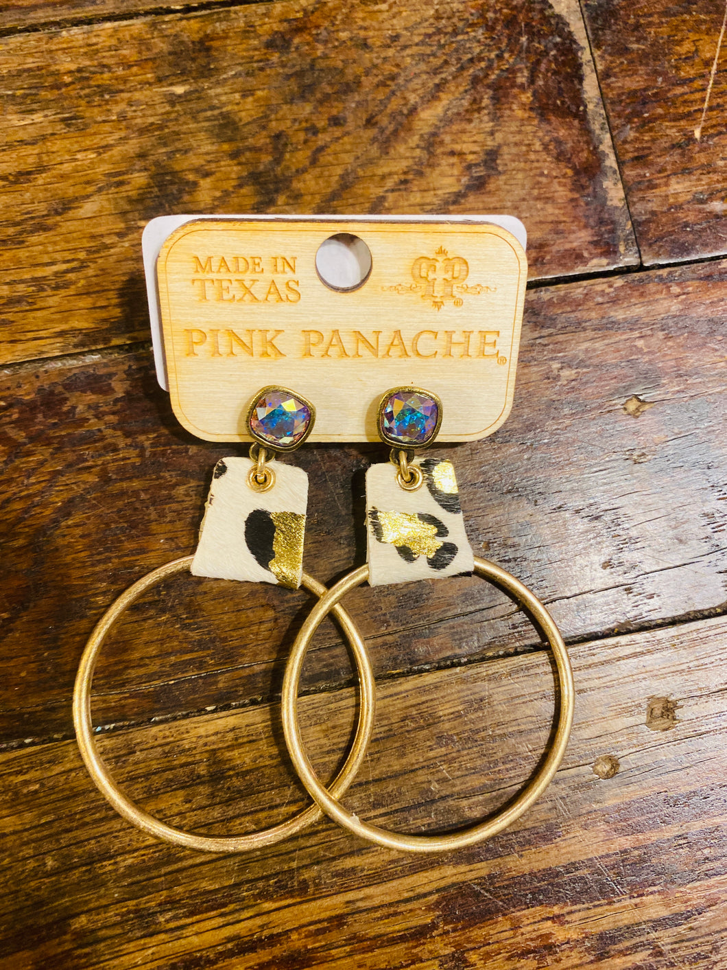 Gold Hoop Earrings with Leopard Spot Detail