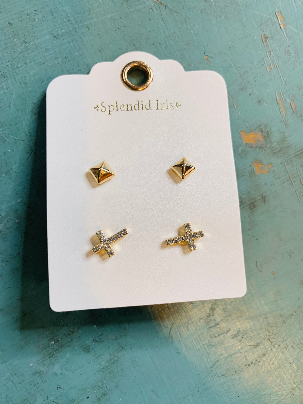 Duo Earrings Cross and Studs
