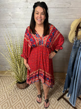 Load image into Gallery viewer, Red Floral Mix Midi Dress
