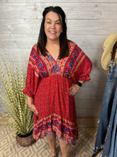 Load image into Gallery viewer, Red Floral Mix Midi Dress
