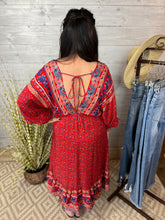 Load image into Gallery viewer, Red Floral Mix Midi Dress

