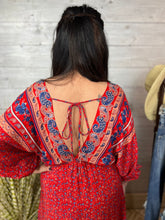 Load image into Gallery viewer, Red Floral Mix Midi Dress
