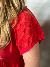 Load image into Gallery viewer, Floral Burnout Sheer Short Sleeve Top
