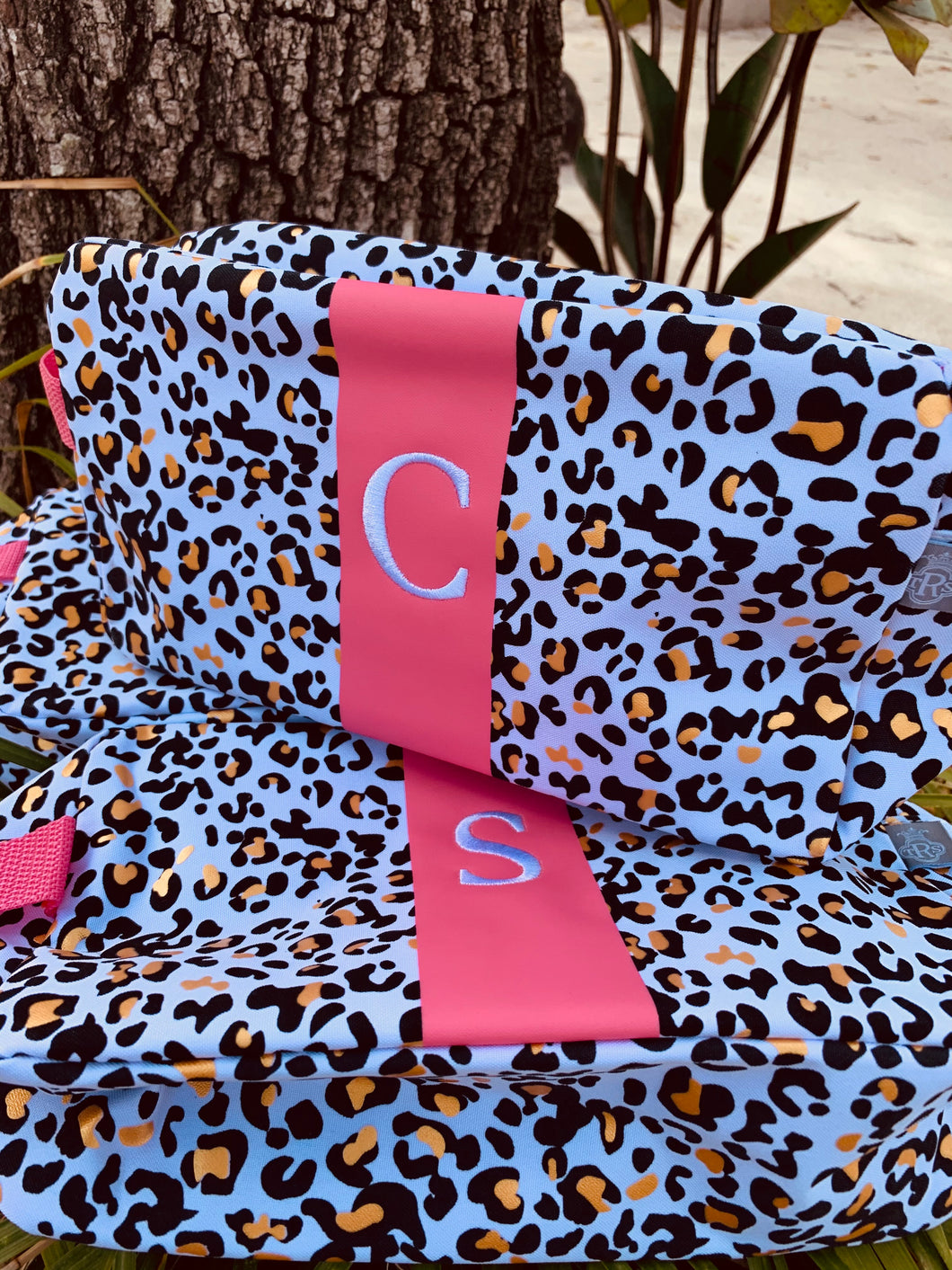 Leopard Initial Cosmetic Bag