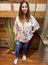 Load image into Gallery viewer, Ivory Floral Bell Sleeve Top
