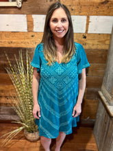 Load image into Gallery viewer, Teal Embroidered Dress

