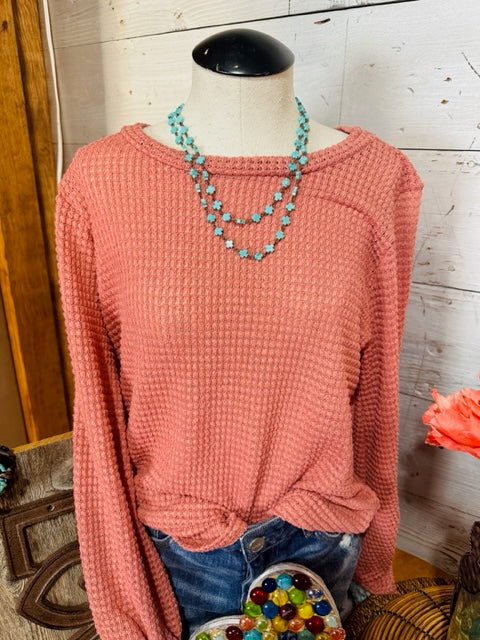 Waffle Knit Mauve Top