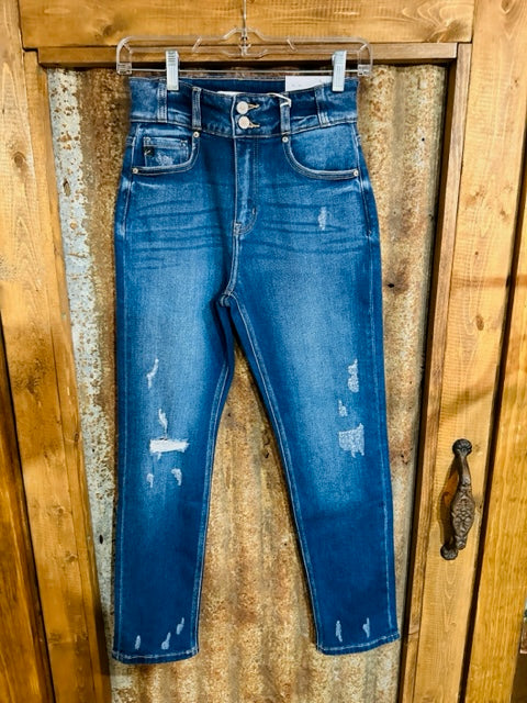 High Rise Distressed Straight Fit Skinny Jeans