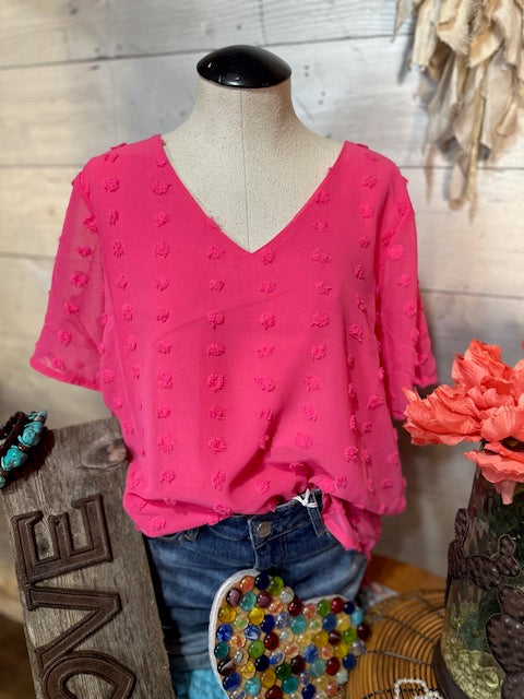 Fuchsia Swiss Dot Top