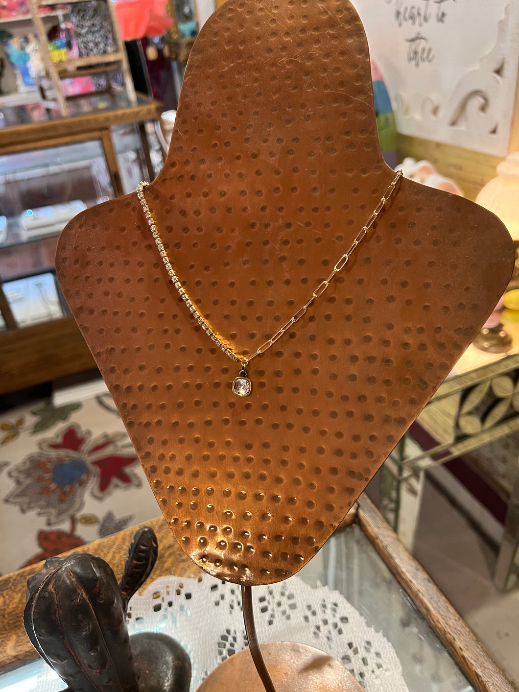 Rhinestone and Chain Necklace
