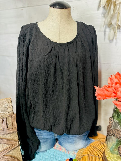 Long Sleeve Bubble Hem Blouse