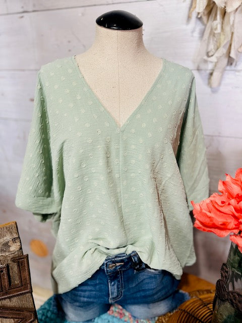 Aloe Dot V Neck Top