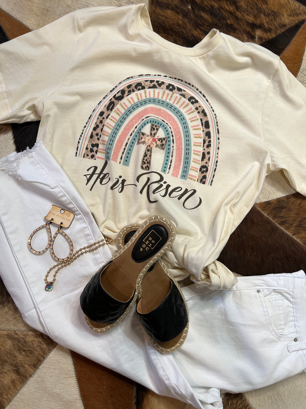 He is Risen Rainbow Tee