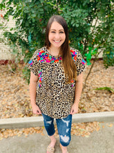 Load image into Gallery viewer, Colorful Embroidery Animal Print Top
