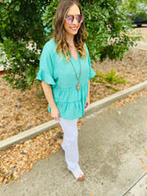 Load image into Gallery viewer, Turquoise Babydoll Blouse
