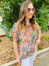 Load image into Gallery viewer, Coral off shoulder Floral Top
