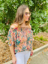 Load image into Gallery viewer, Coral off shoulder Floral Top
