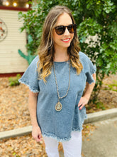 Load image into Gallery viewer, Denim Top w/ Fringe Hem
