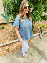 Load image into Gallery viewer, Denim Top w/ Fringe Hem

