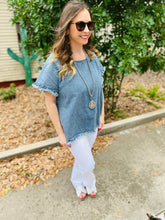 Load image into Gallery viewer, Denim Top w/ Fringe Hem
