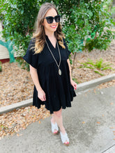 Load image into Gallery viewer, Black Linen Tiered Dress
