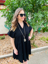 Load image into Gallery viewer, Black Linen Tiered Dress
