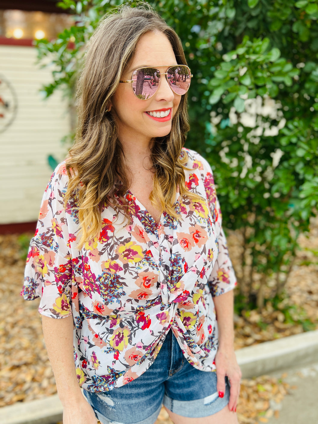 Floral Print Knot Top