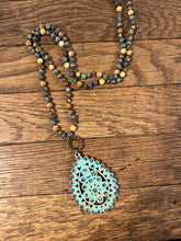 Load image into Gallery viewer, Santa Fe Tear Drop Necklace Turq
