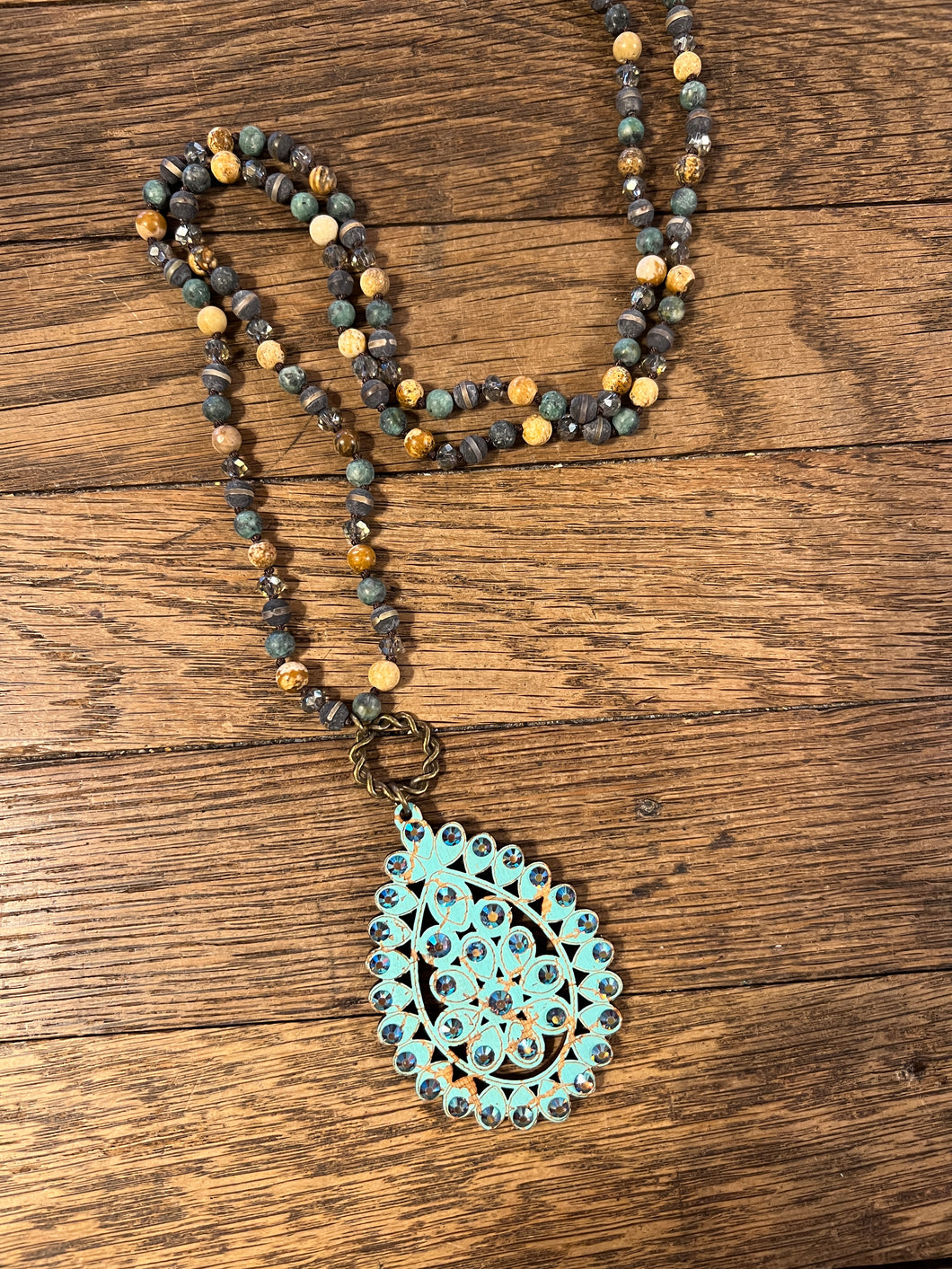 Santa Fe Tear Drop Necklace Turq