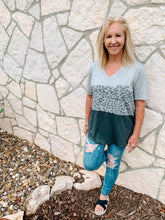 Load image into Gallery viewer, Grey Leopard Colorblock Tee
