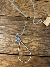 Load image into Gallery viewer, Silver Chain Teardrop Necklace with Clear Cushion Cut Stone

