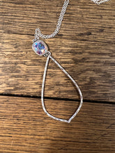 Load image into Gallery viewer, Silver Chain Teardrop Necklace with Clear Cushion Cut Stone
