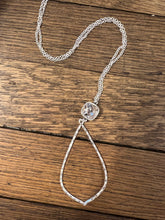 Load image into Gallery viewer, Silver Chain Teardrop Necklace with Clear Cushion Cut Stone
