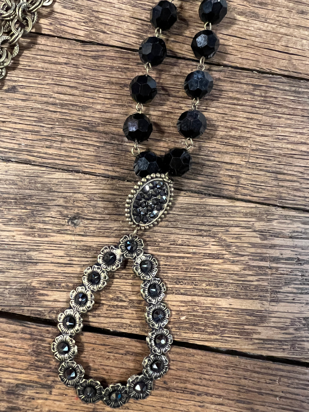 Black Crystal Teardrop Necklaces