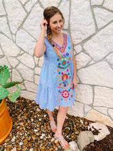 Load image into Gallery viewer, Embroidered Stripe Sleeveless Dress
