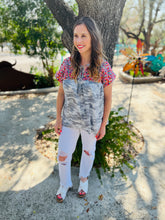 Load image into Gallery viewer, Grey Camo Embroidery Top
