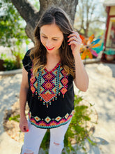 Load image into Gallery viewer, Black Embroidered Colorful Top
