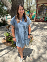 Load image into Gallery viewer, Ruffle Tiered Dress Medium Wash

