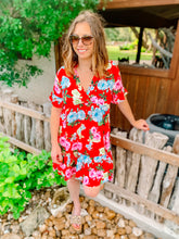 Load image into Gallery viewer, Red Mix Floral Dress
