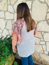 Load image into Gallery viewer, Gray Floral Sleeve Top
