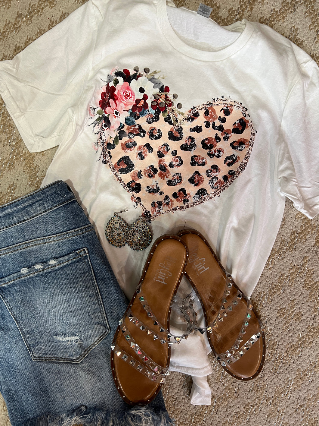 Leopard Heart Boho Tee