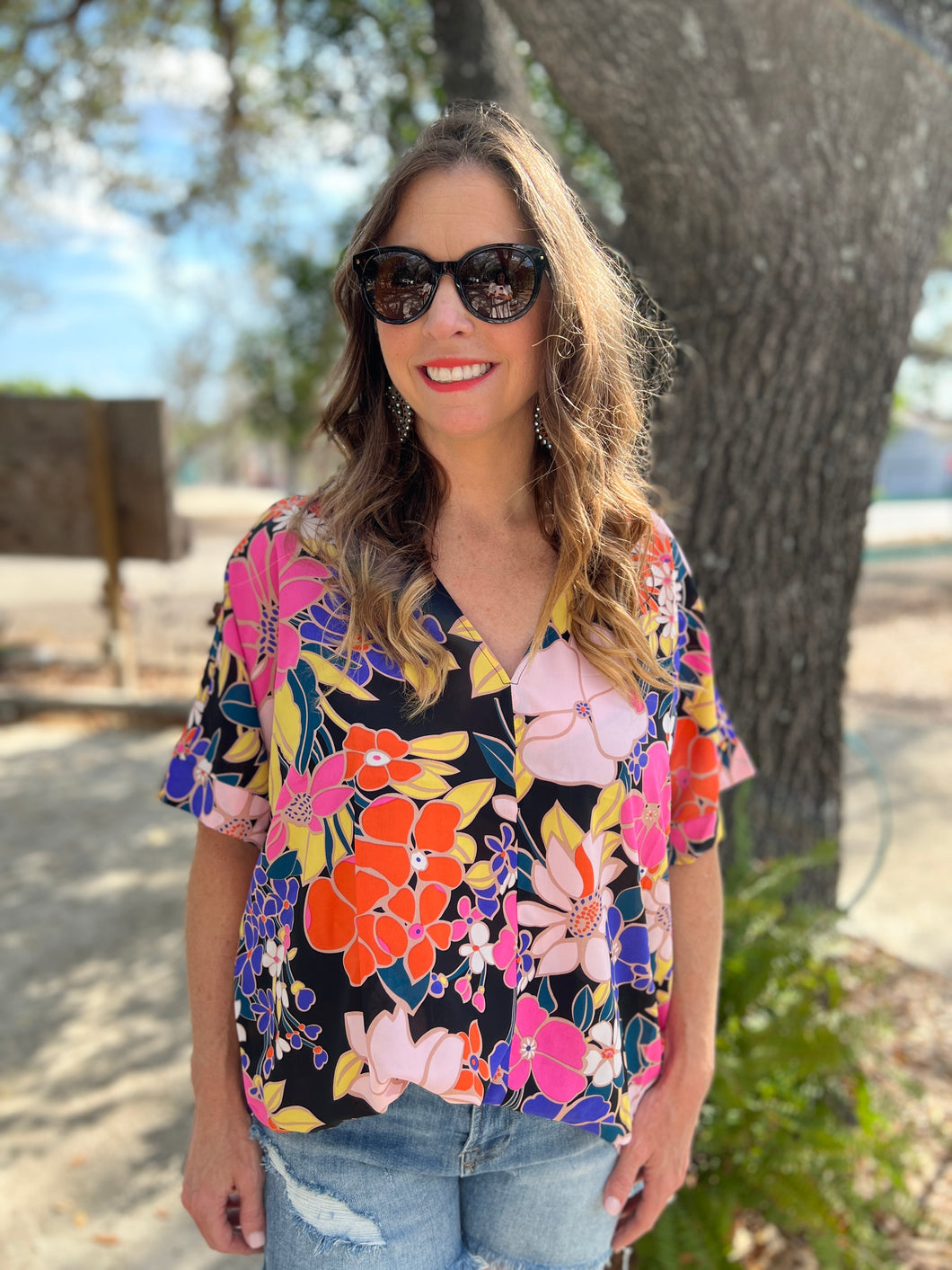 Hot Colors Floral Top