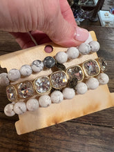 Load image into Gallery viewer, White Stone and Cushion Stretch Bracelet
