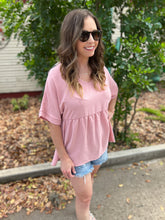 Load image into Gallery viewer, Blush V Neck Baby Doll Blouse
