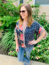 Load image into Gallery viewer, Ruffle Sleeve Cheetah Floral Mix Blouse
